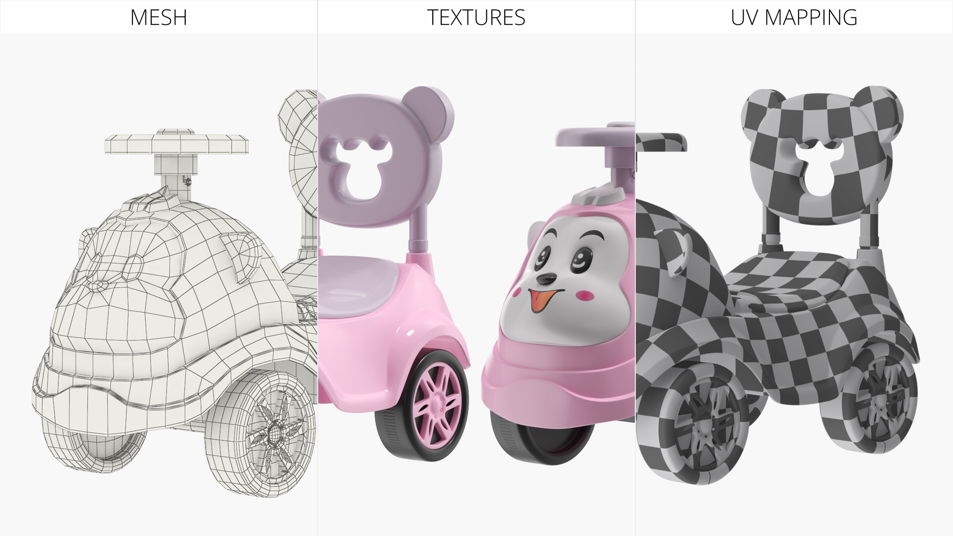 Baby Push Car with Steering Wheel Pink, view 9