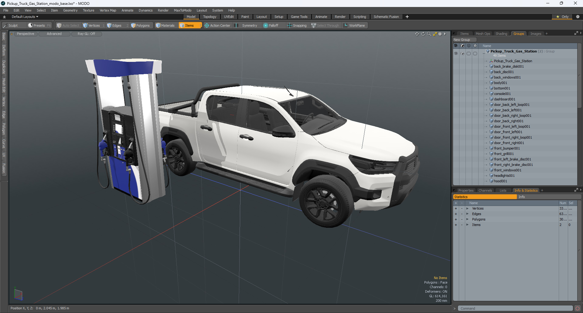 Pickup Truck Gas Station 3D model