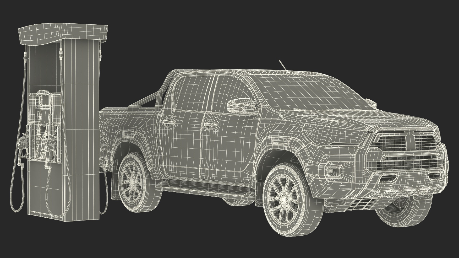 Pickup Truck Gas Station 3D model