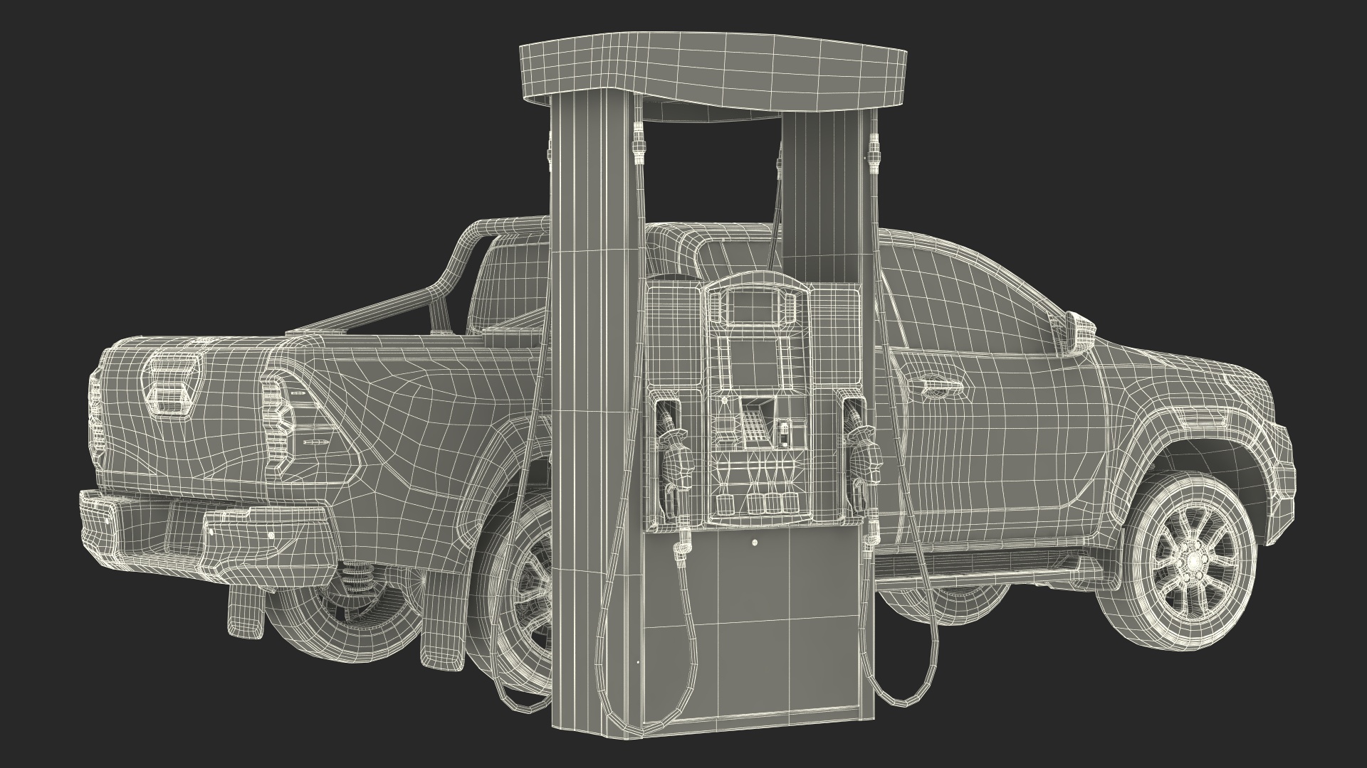 Pickup Truck Gas Station 3D model