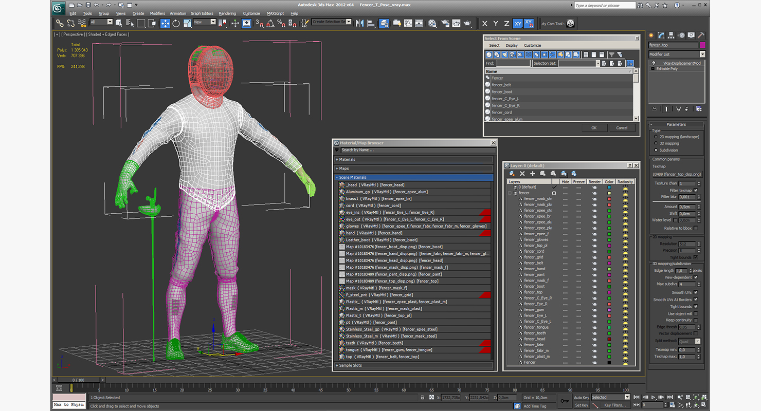 3D Fencer T Pose model
