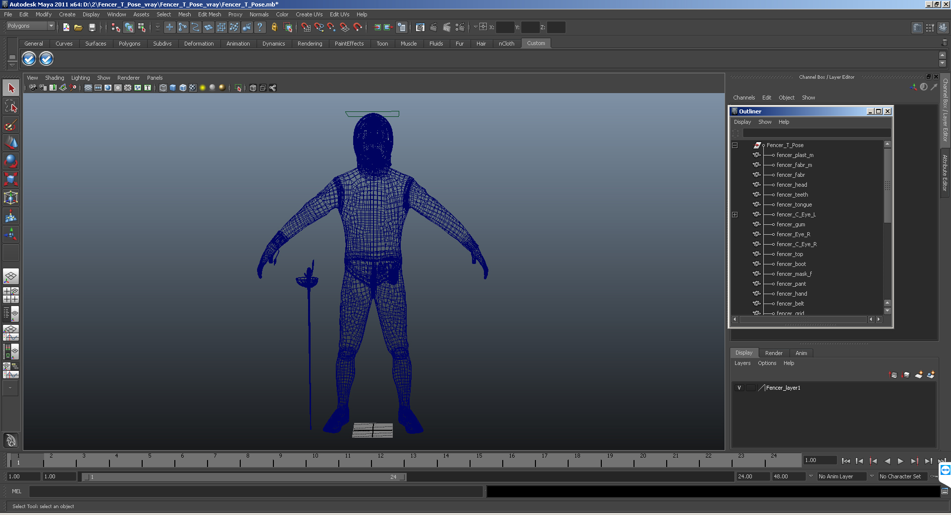 3D Fencer T Pose model