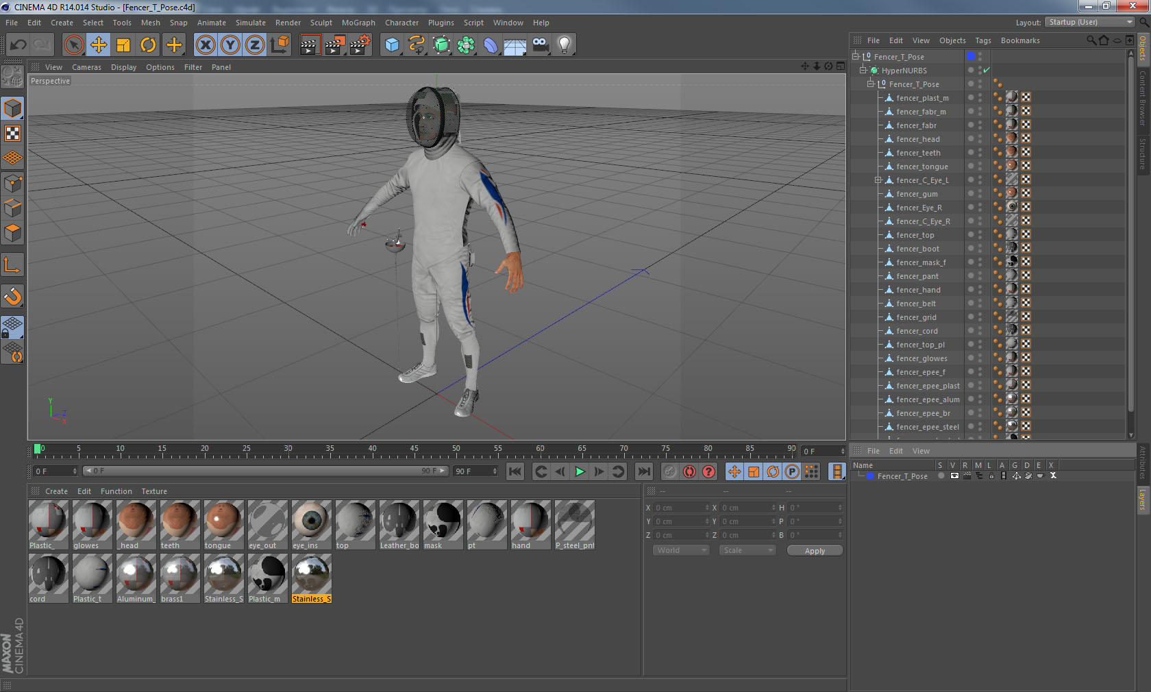 3D Fencer T Pose model