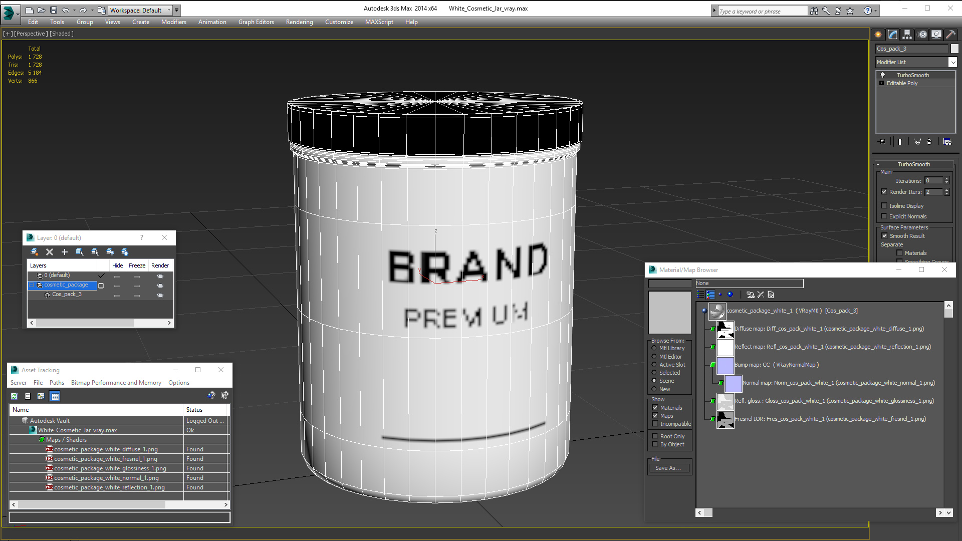 3D White Cosmetic Jar model