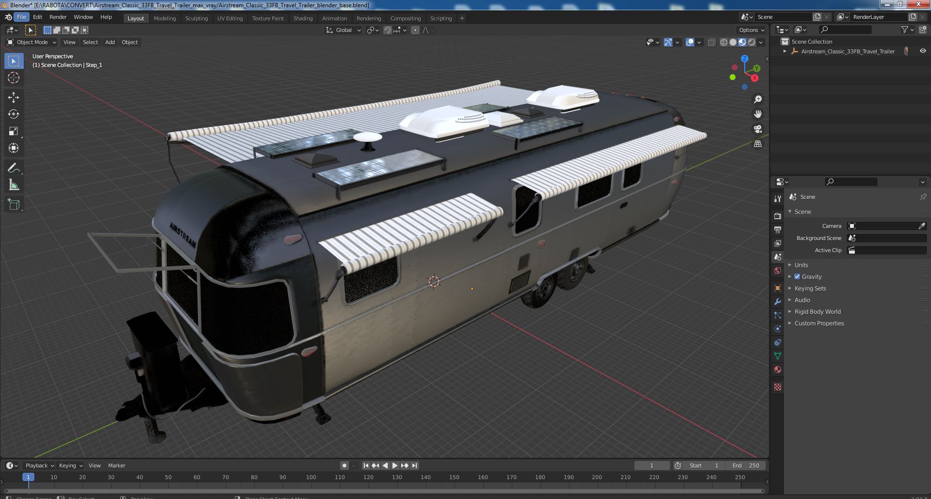 Airstream Classic 33FB Travel Trailer 3D