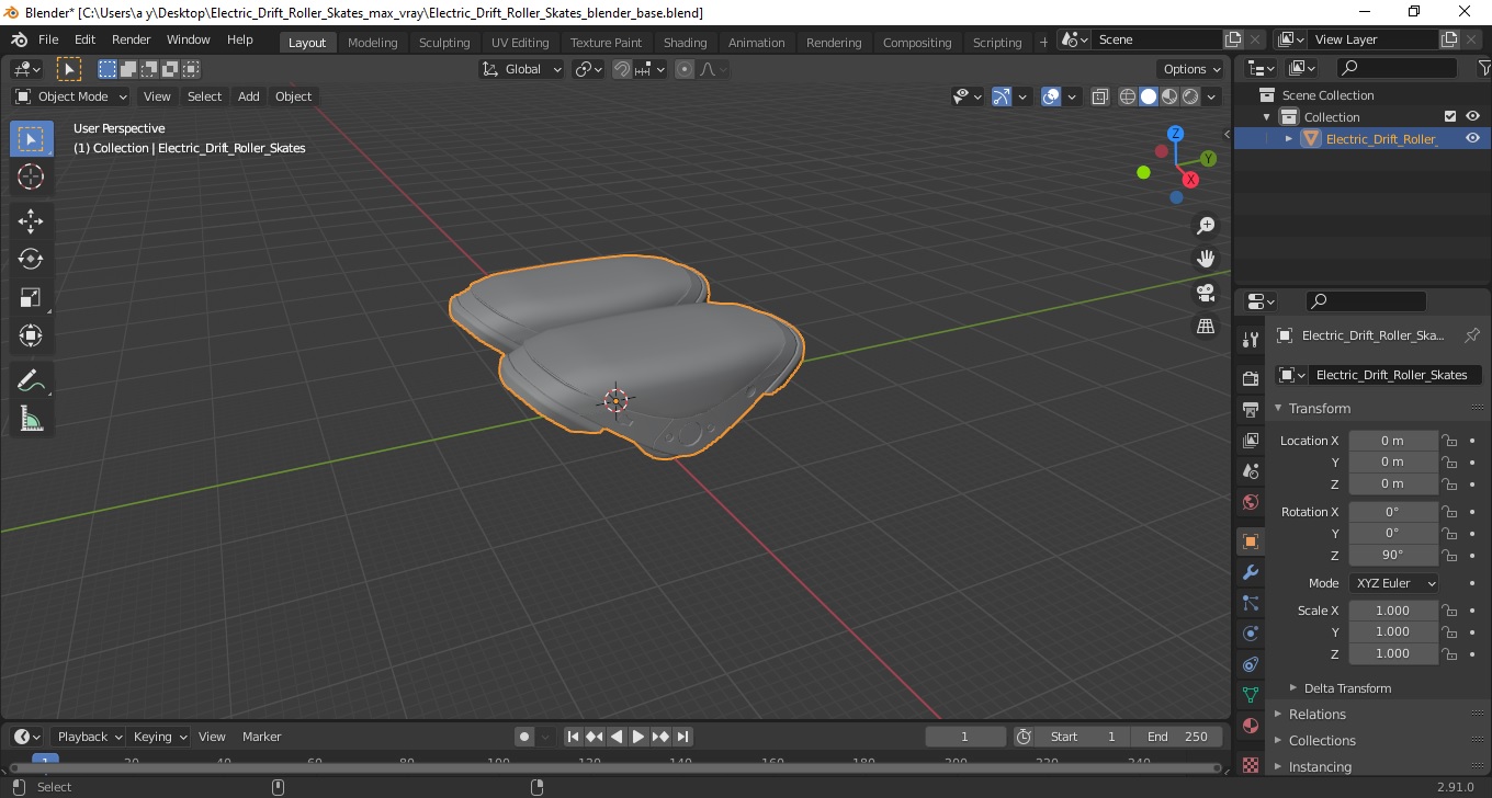 3D Electric Drift Roller Skates model