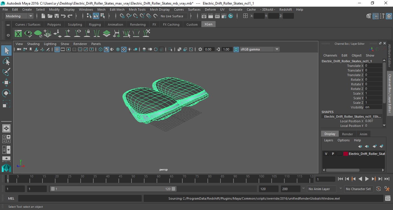 3D Electric Drift Roller Skates model