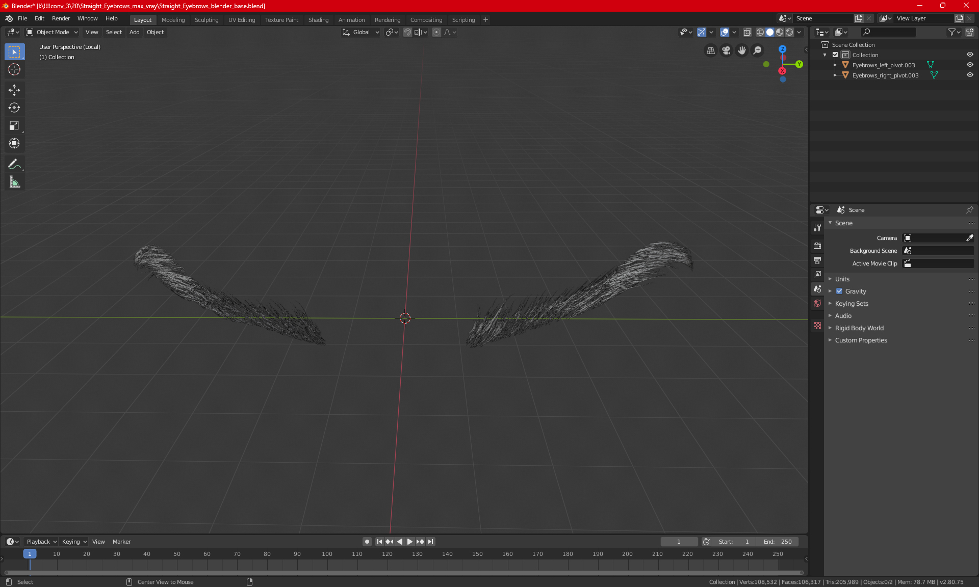 Straight Eyebrows 3D