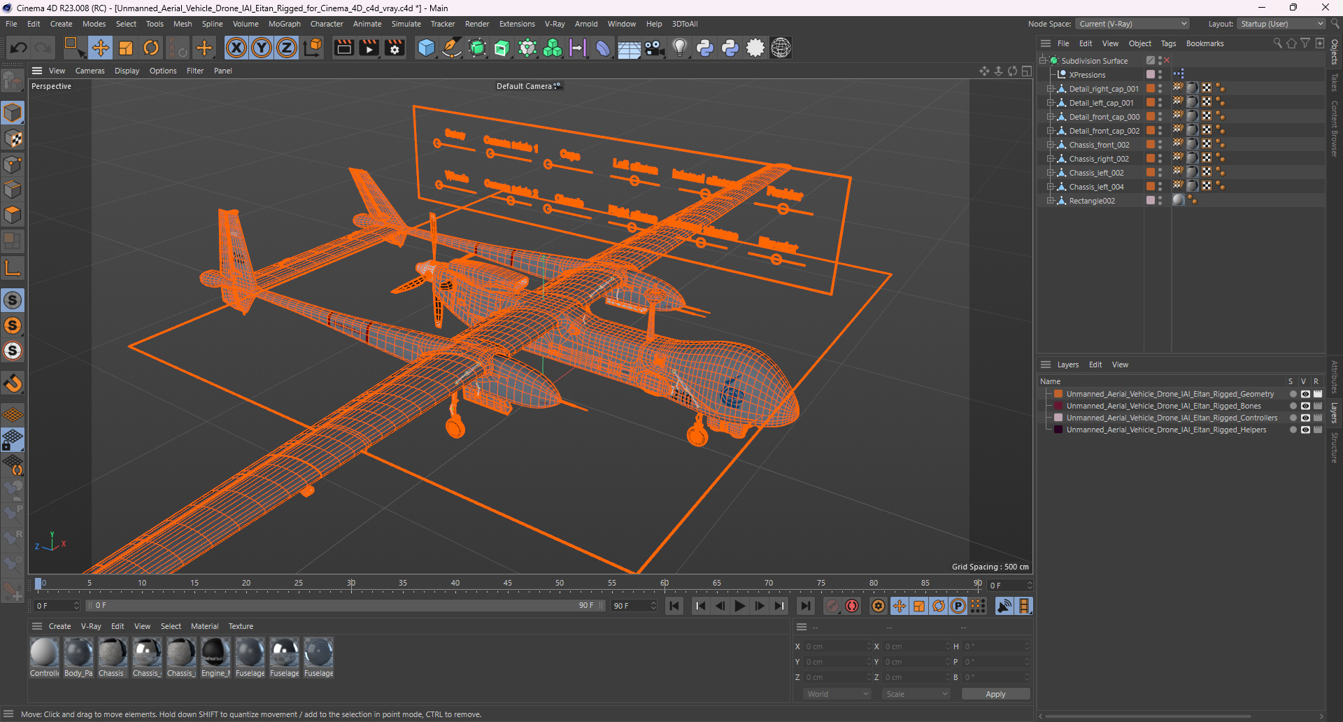 3D model Unmanned Aerial Vehicle Drone IAI Eitan Rigged for Cinema 4D