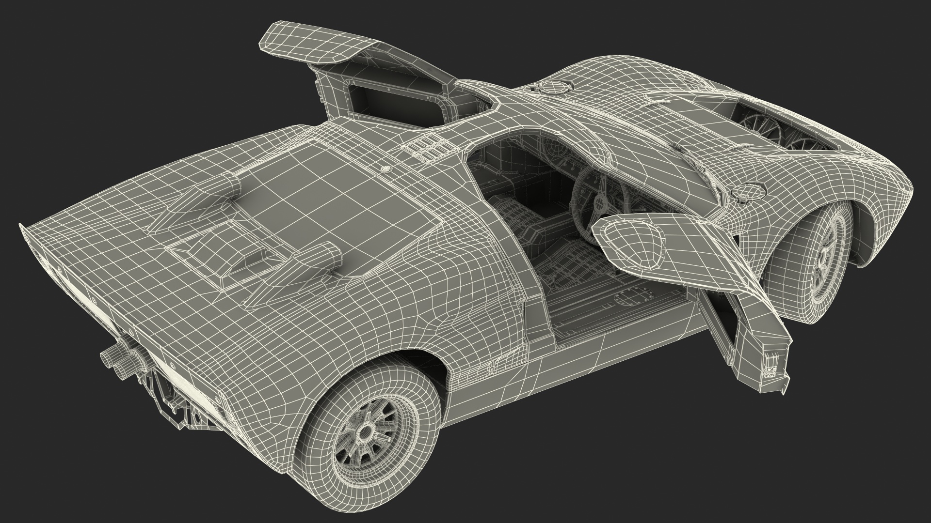 3D Ford GT40 Racing Car Black Rigged model
