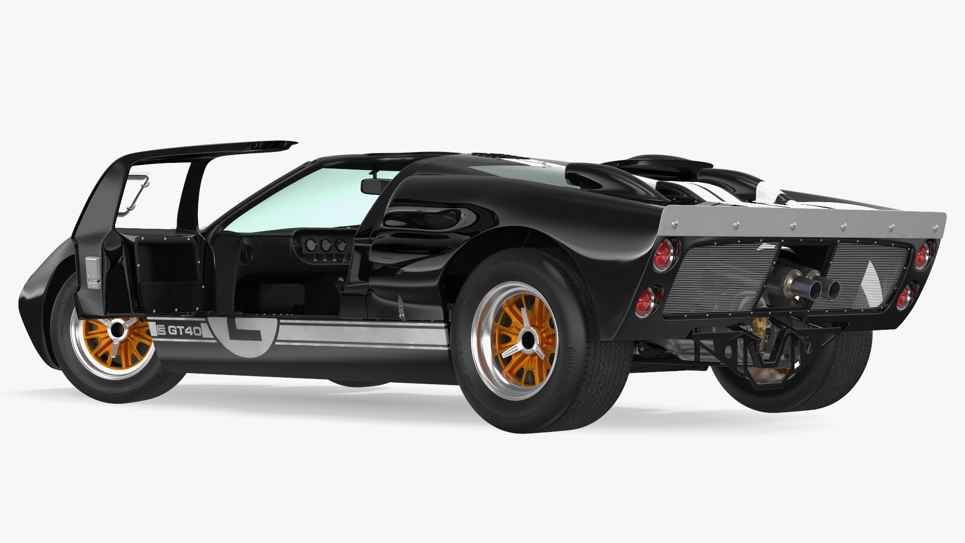 3D Ford GT40 Racing Car Black Rigged model
