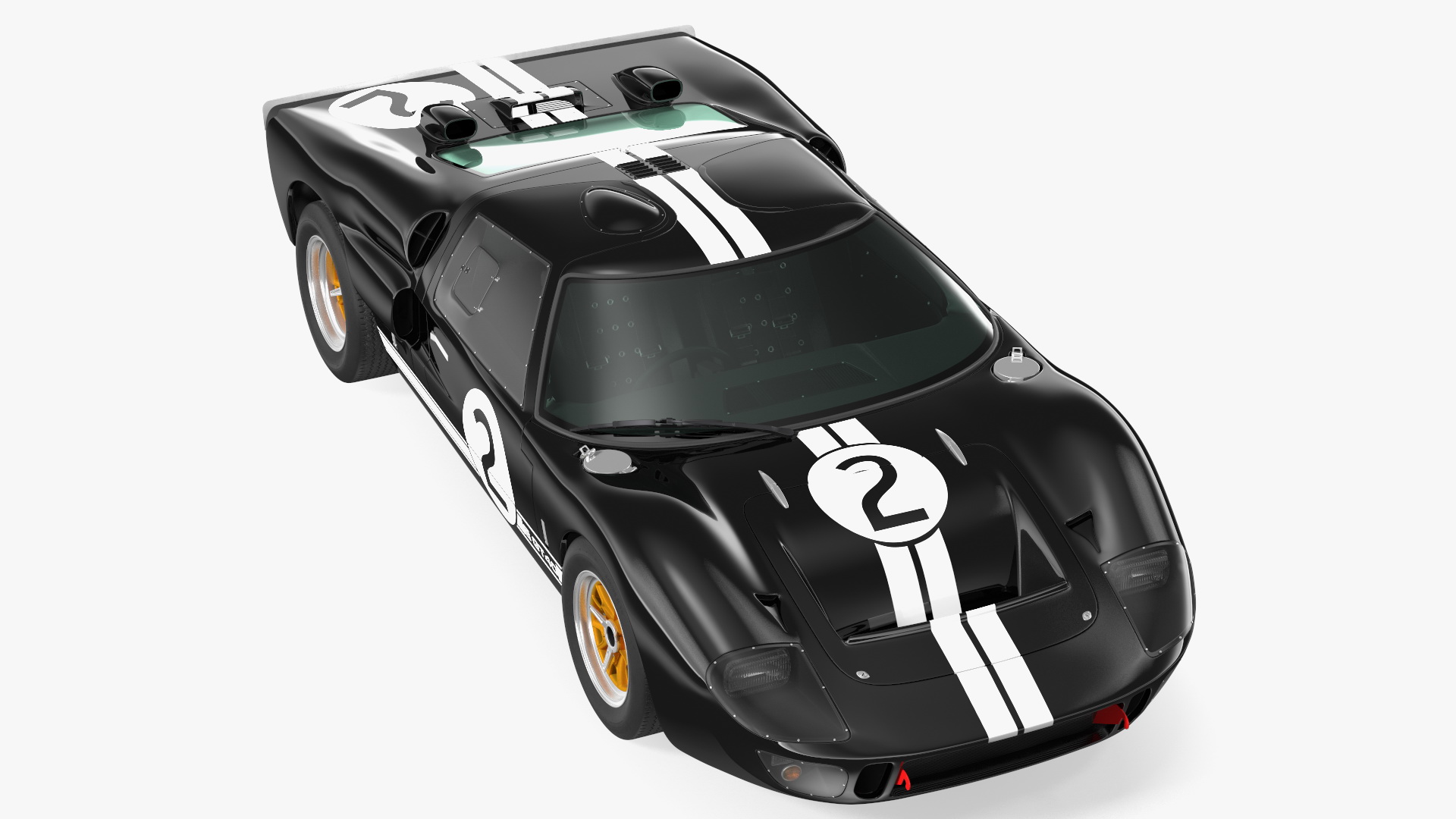3D Ford GT40 Racing Car Black Rigged model