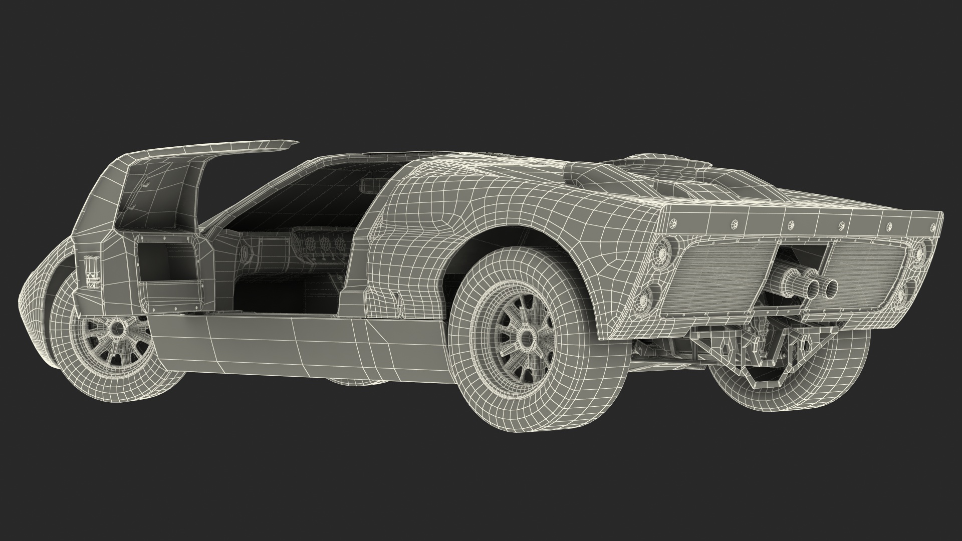 3D Ford GT40 Racing Car Black Rigged model