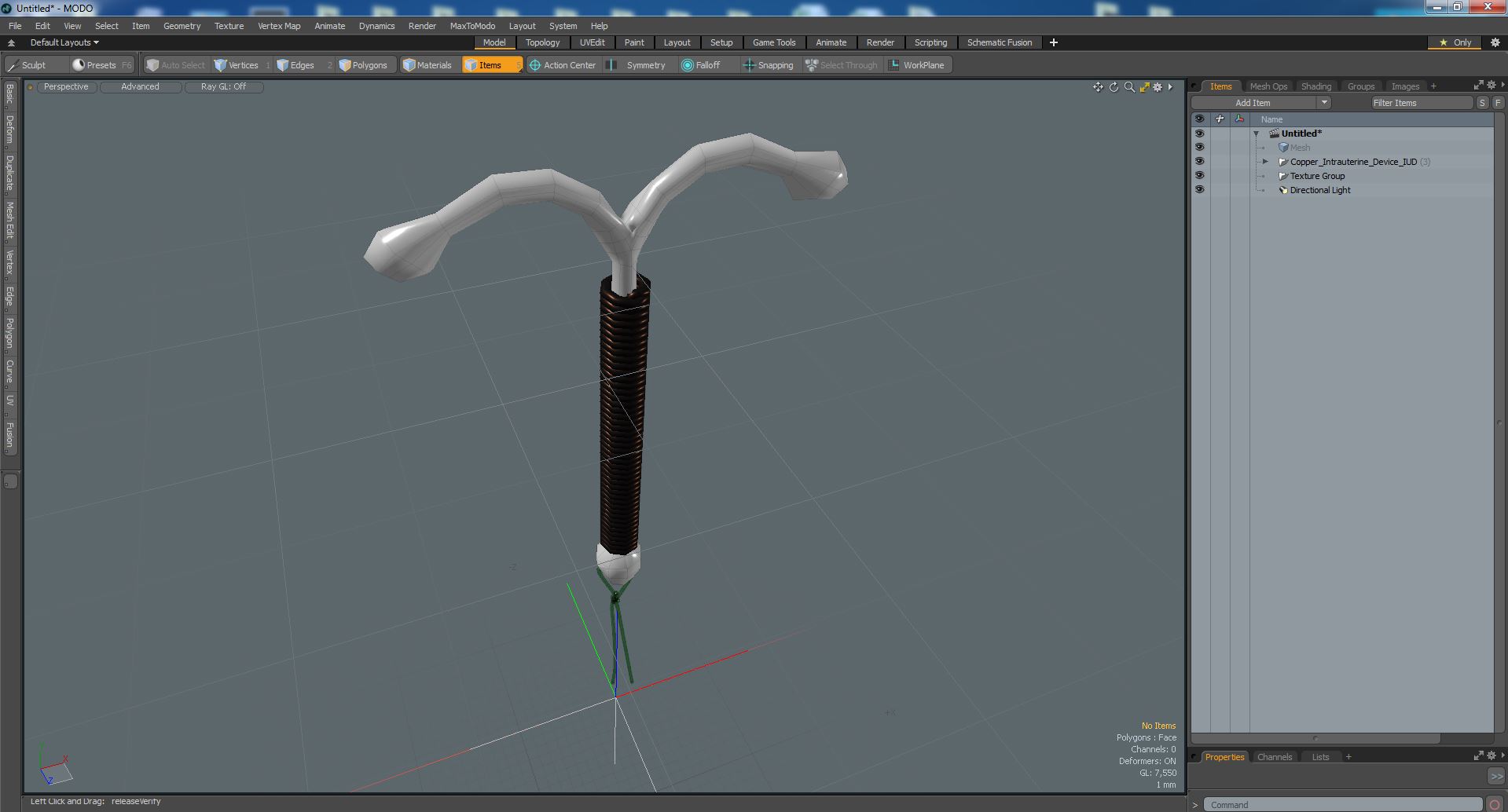 3D model Copper Intrauterine Device IUD