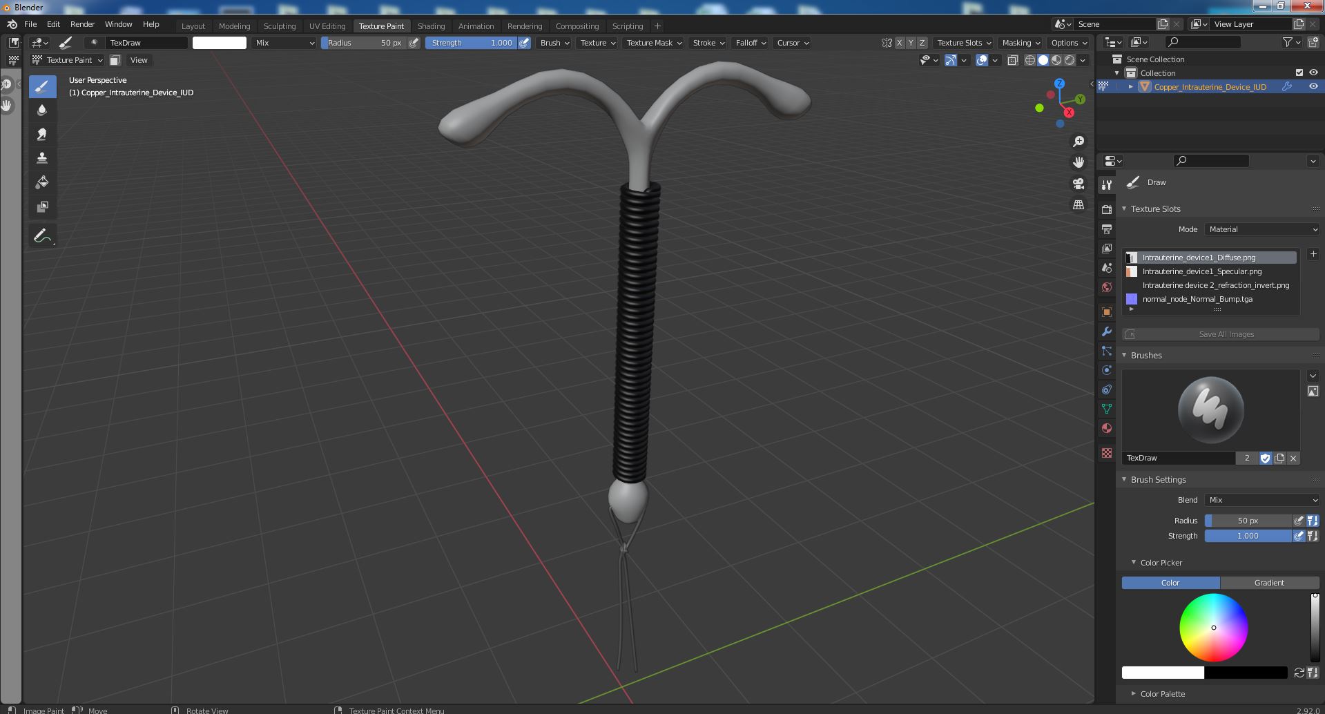 3D model Copper Intrauterine Device IUD