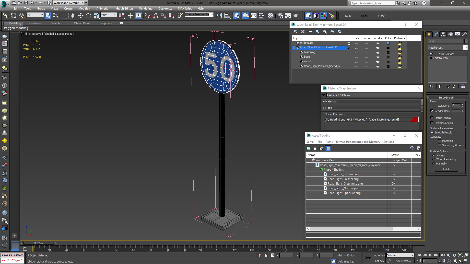 3D Road Sign Minimum Speed 50