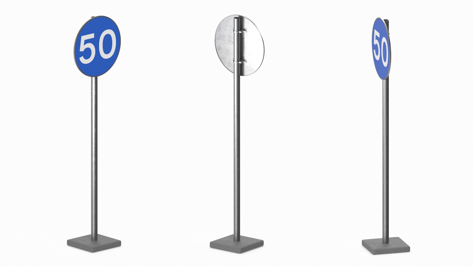 3D Road Sign Minimum Speed 50