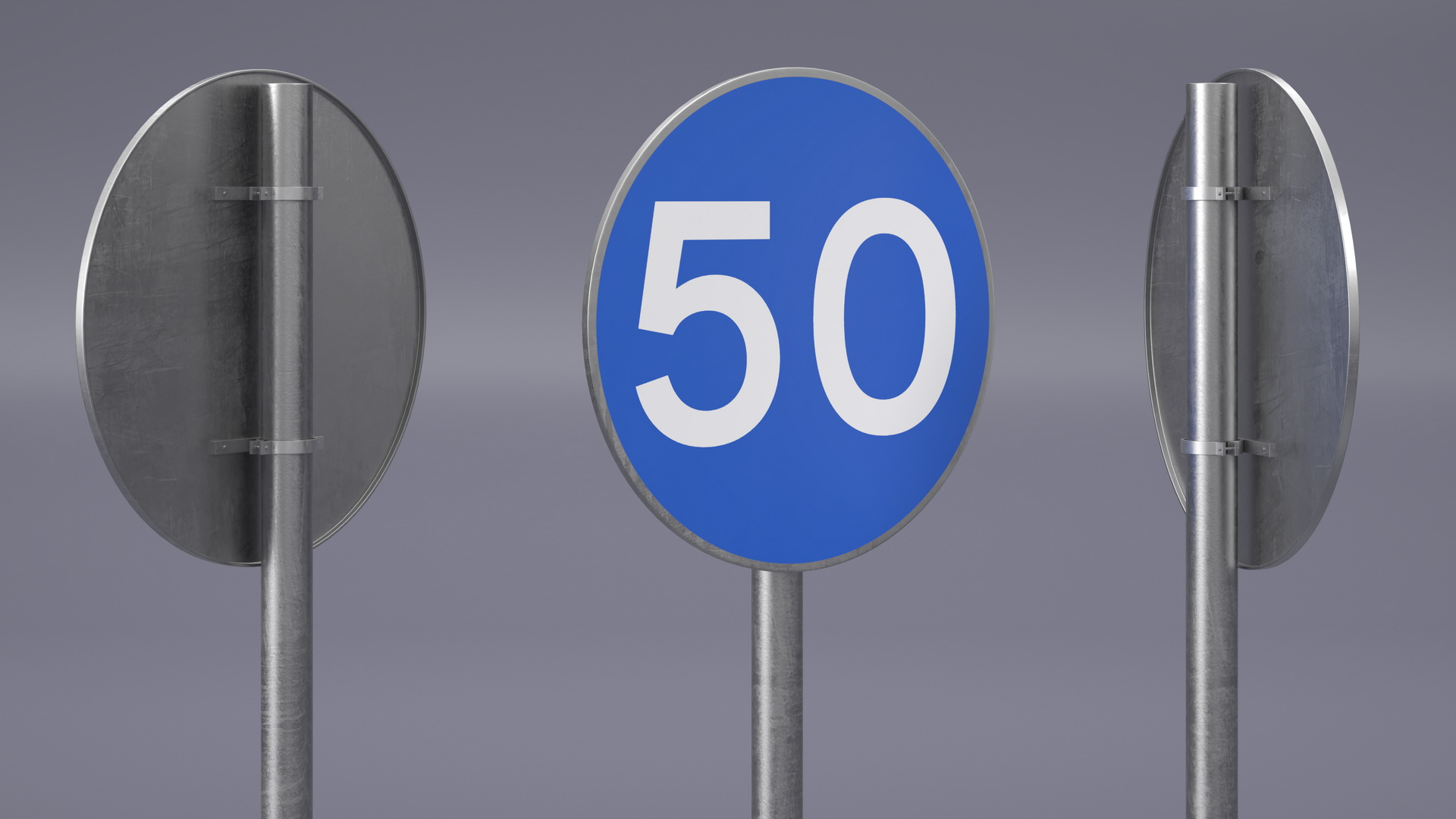 3D Road Sign Minimum Speed 50