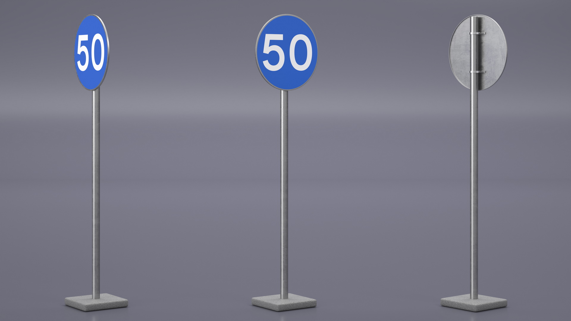3D Road Sign Minimum Speed 50