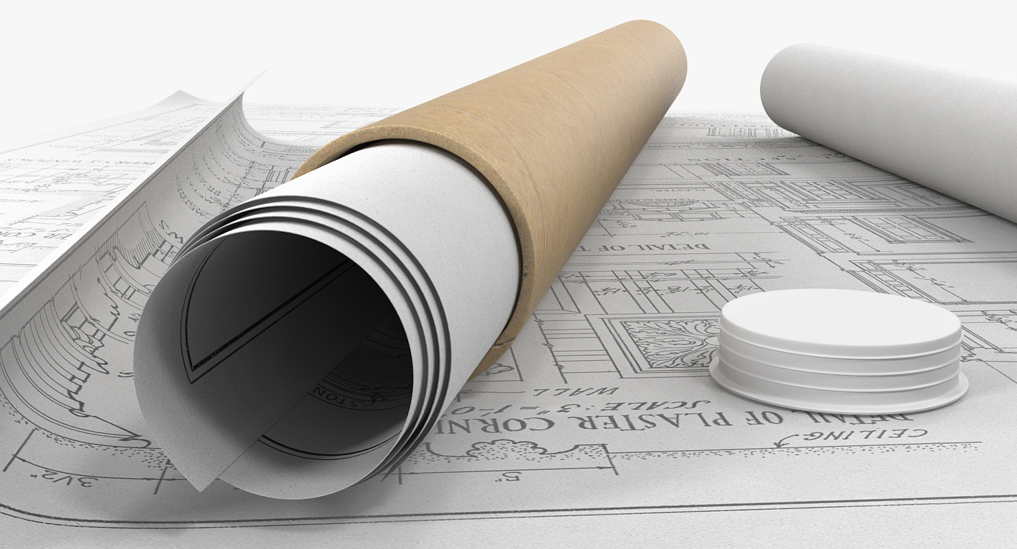 3D House Blueprints with Cardboard Tube
