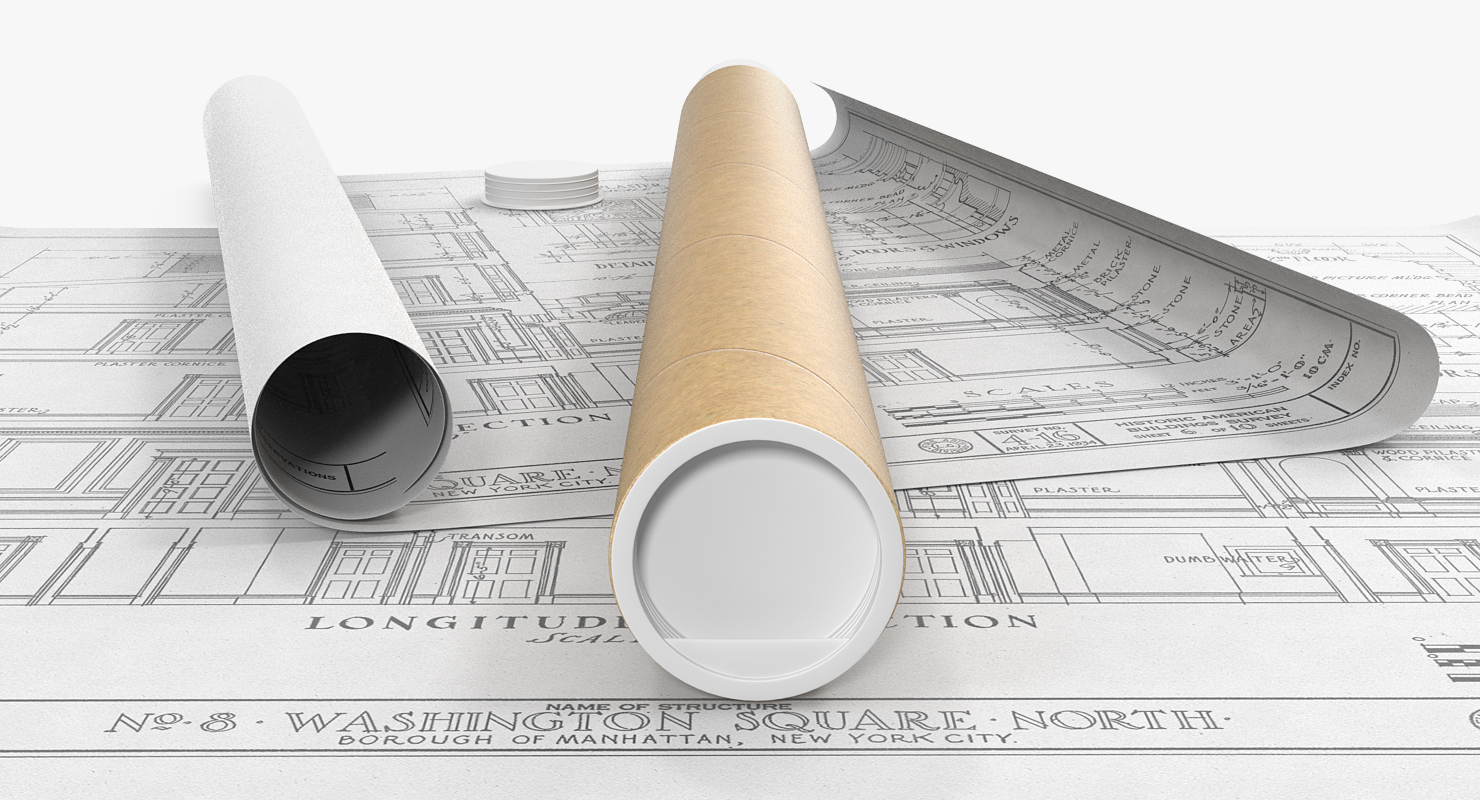 3D House Blueprints with Cardboard Tube