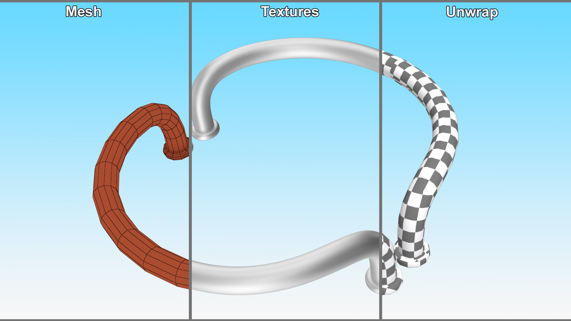 3D Door Handles Semicircular Metal