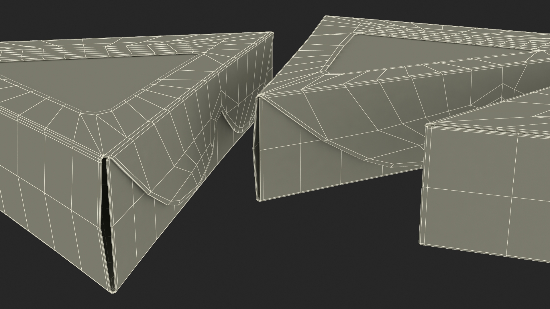 Set of Triangle Pizza Packaging Boxes with Window 3D model