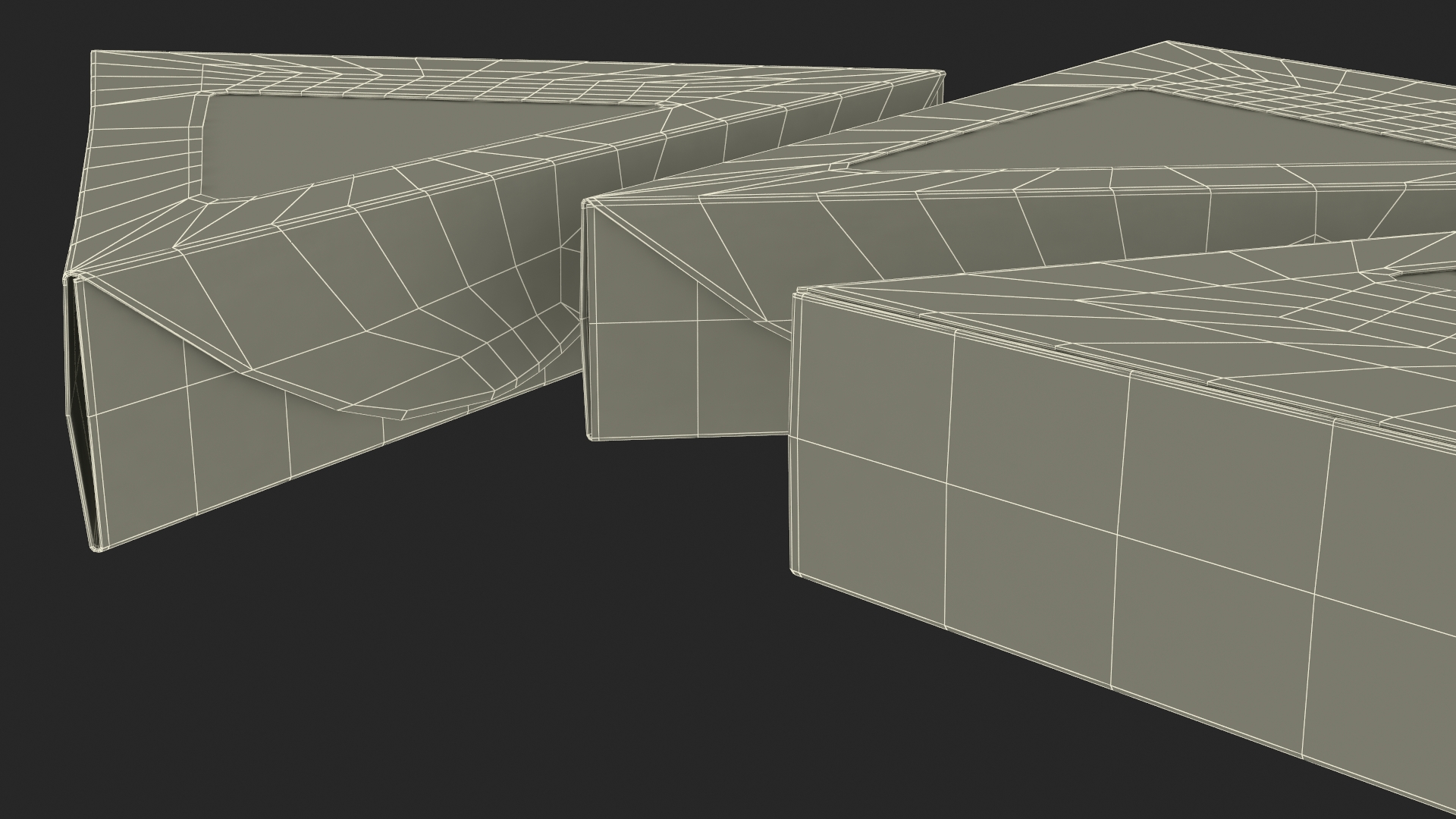 Set of Triangle Pizza Packaging Boxes with Window 3D model