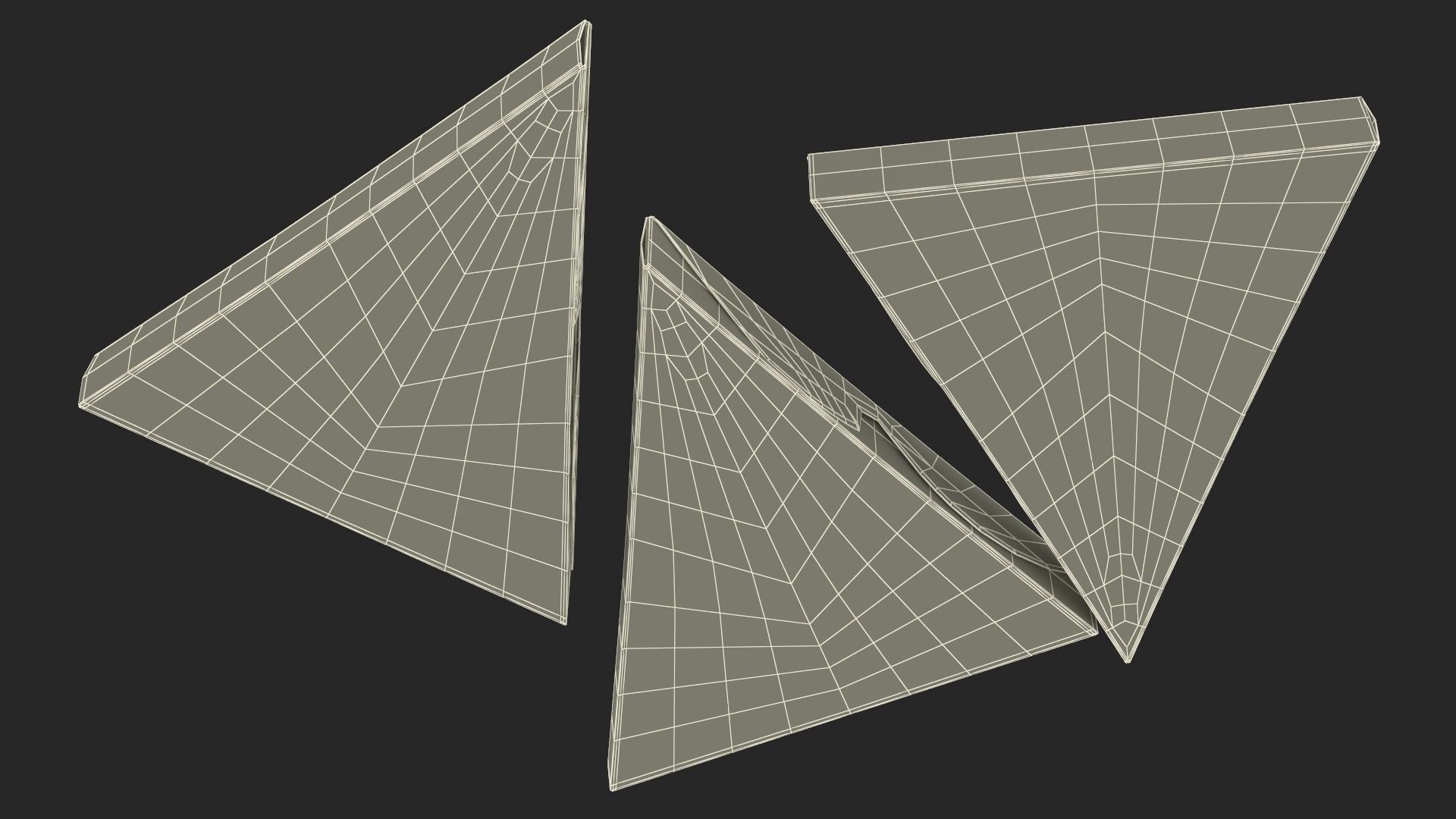 Set of Triangle Pizza Packaging Boxes with Window 3D model