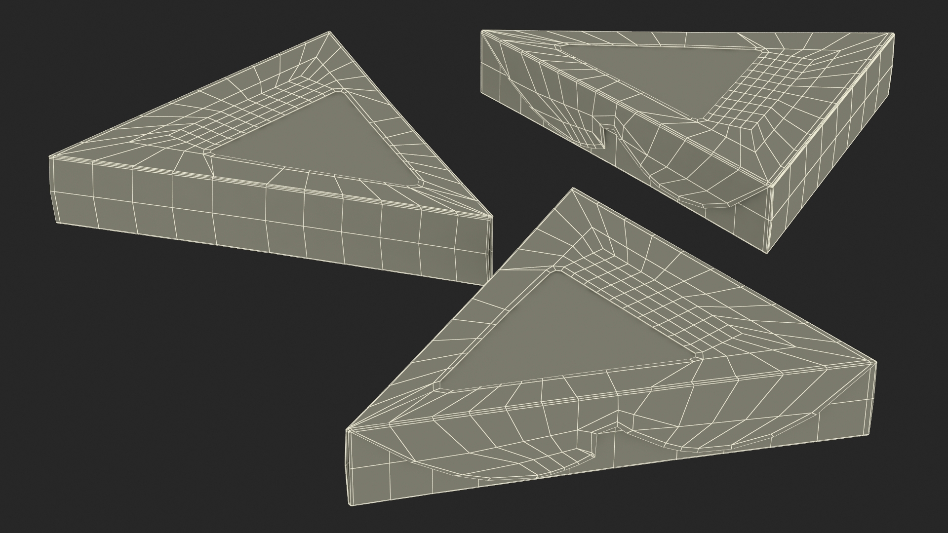 Set of Triangle Pizza Packaging Boxes with Window 3D model