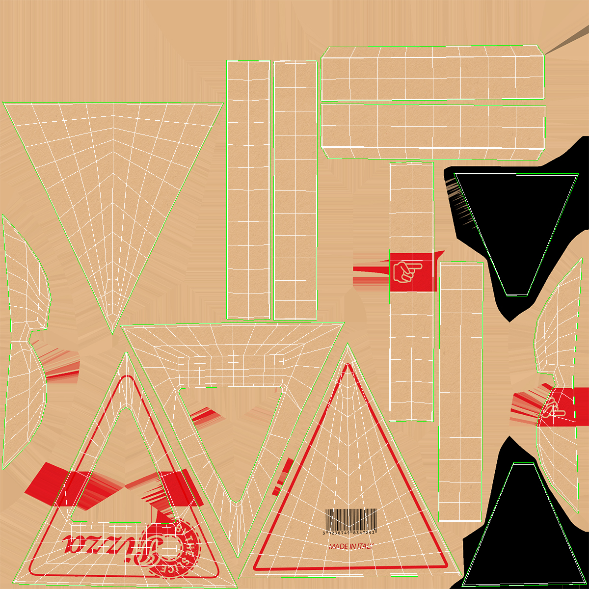 Set of Triangle Pizza Packaging Boxes with Window 3D model
