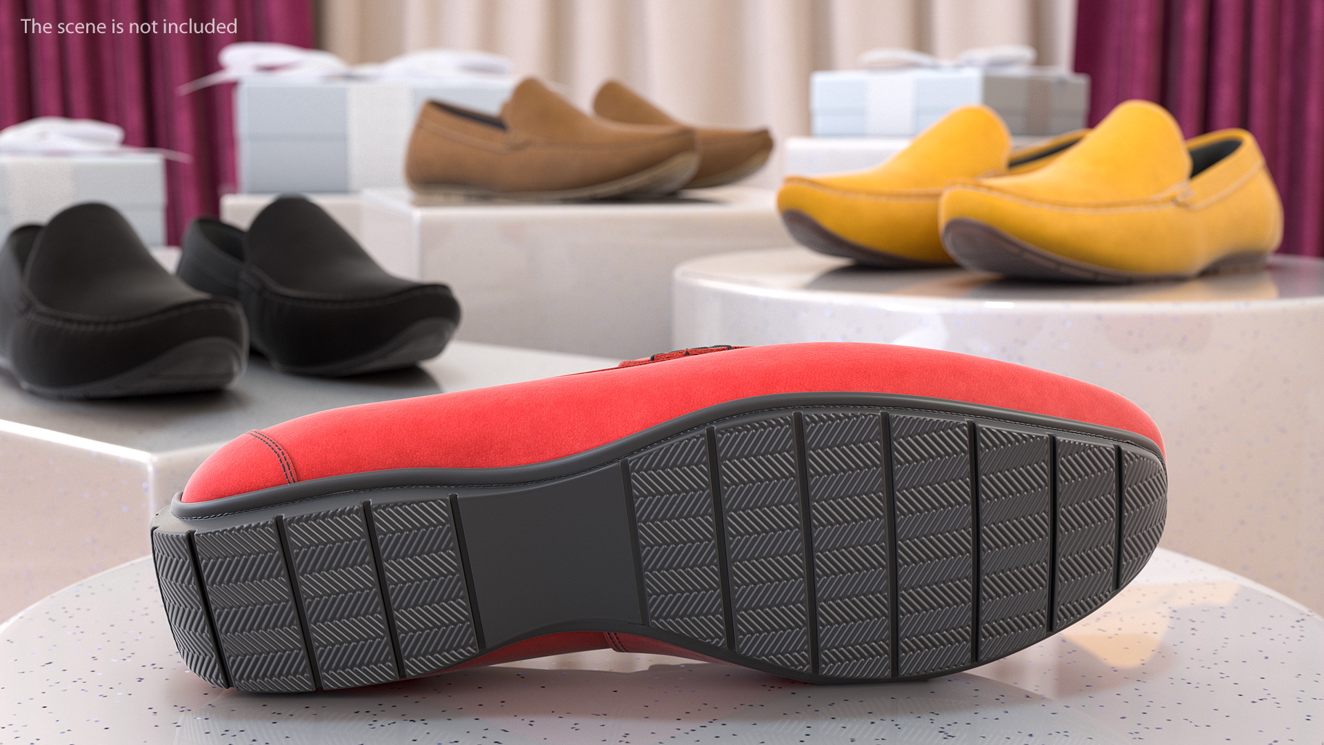 Red Suede Driving Shoe Moccasins 3D