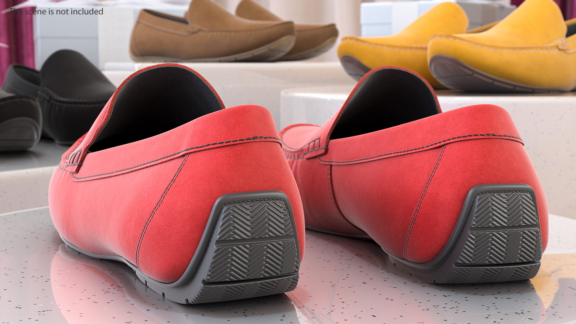 Red Suede Driving Shoe Moccasins 3D