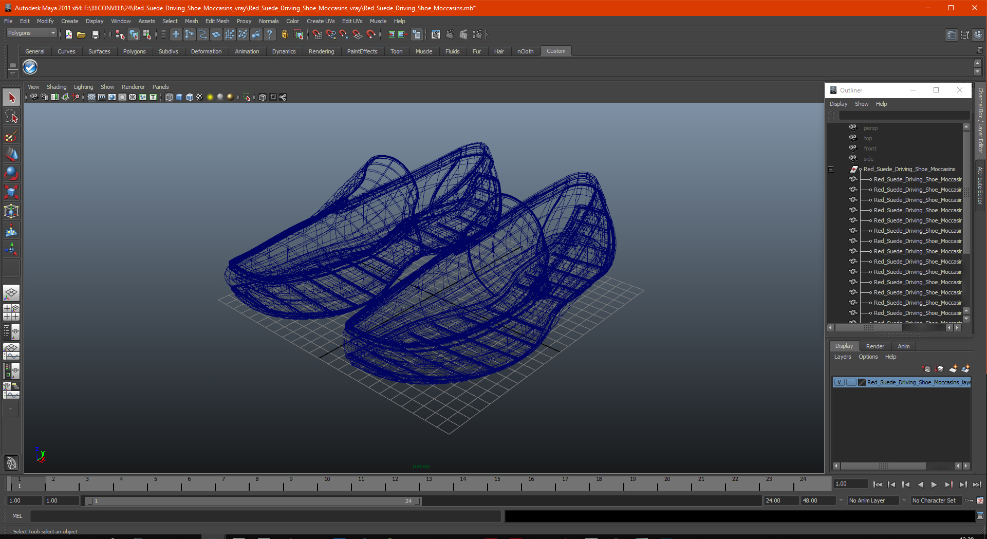 Red Suede Driving Shoe Moccasins 3D