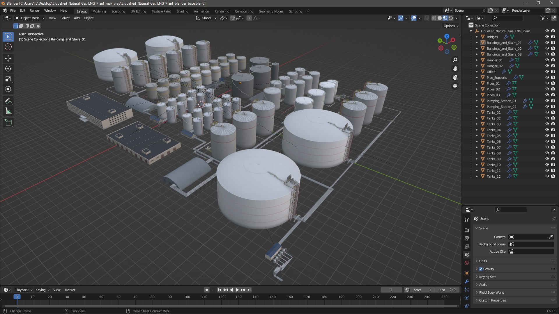 3D Liquefied Natural Gas LNG Plant