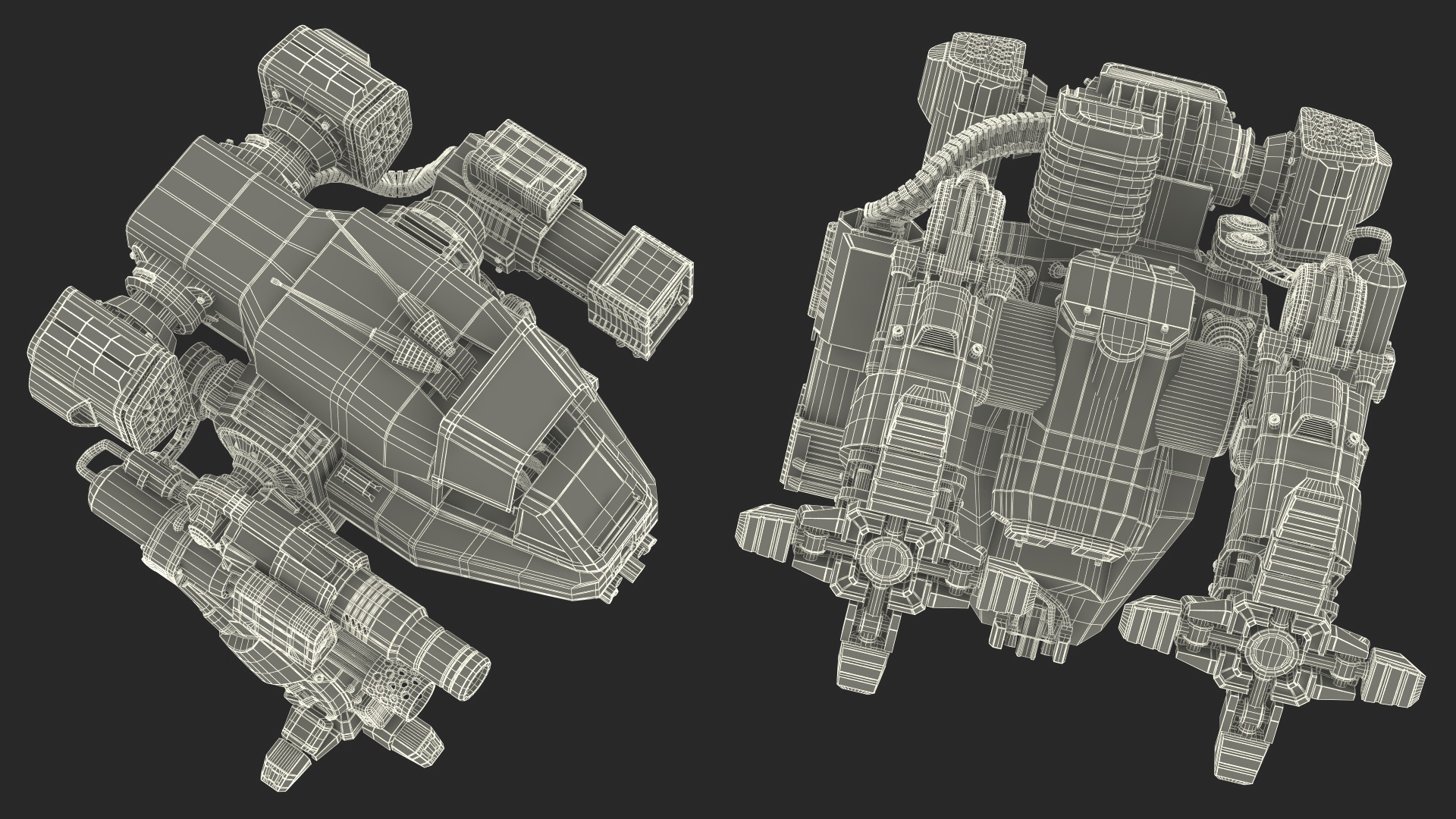 Old Military Fantastic Black Robot with Pilot Rigged 3D