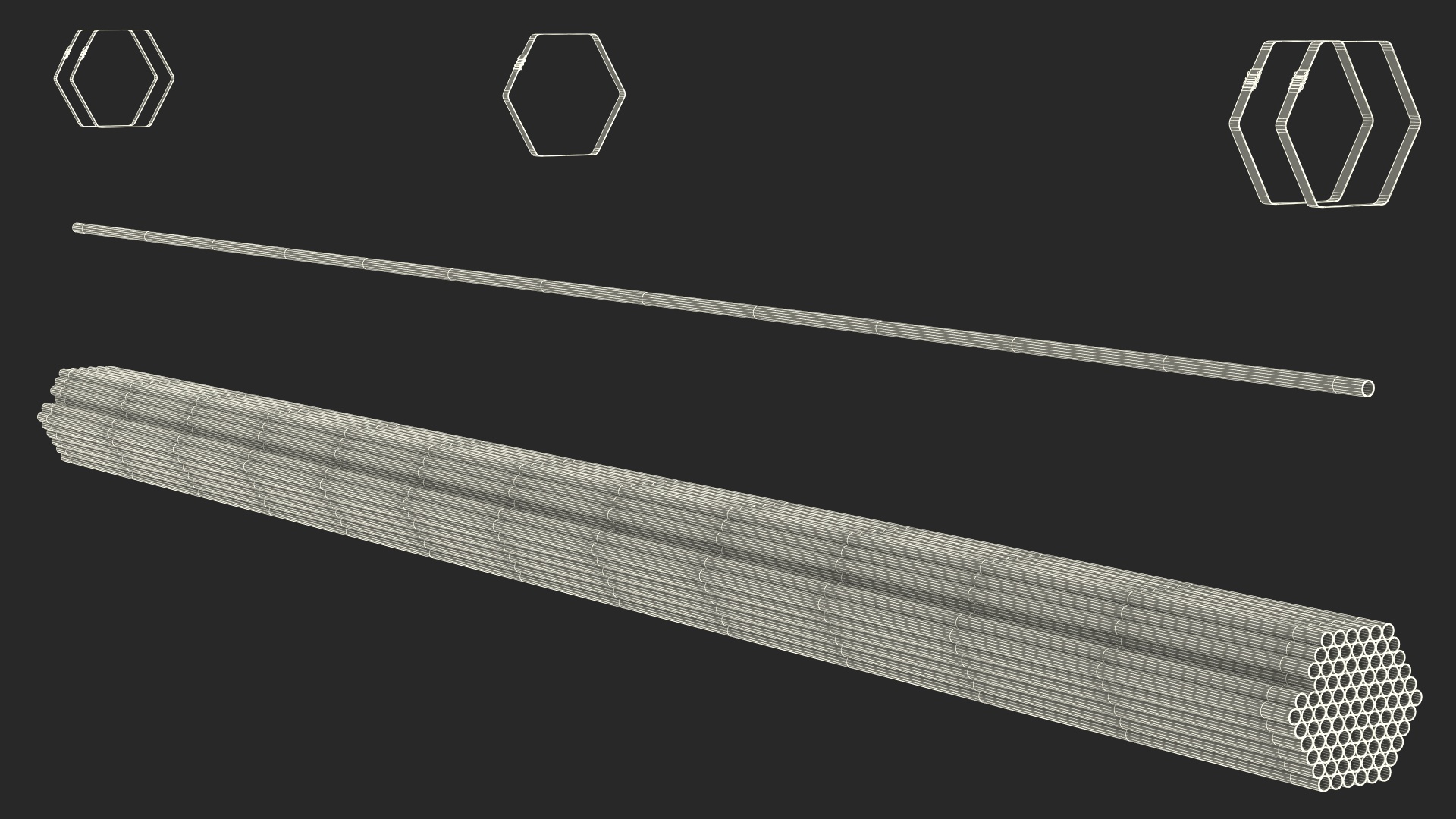 Thin Plastic Pipes Bundle 6 Meters 3D model