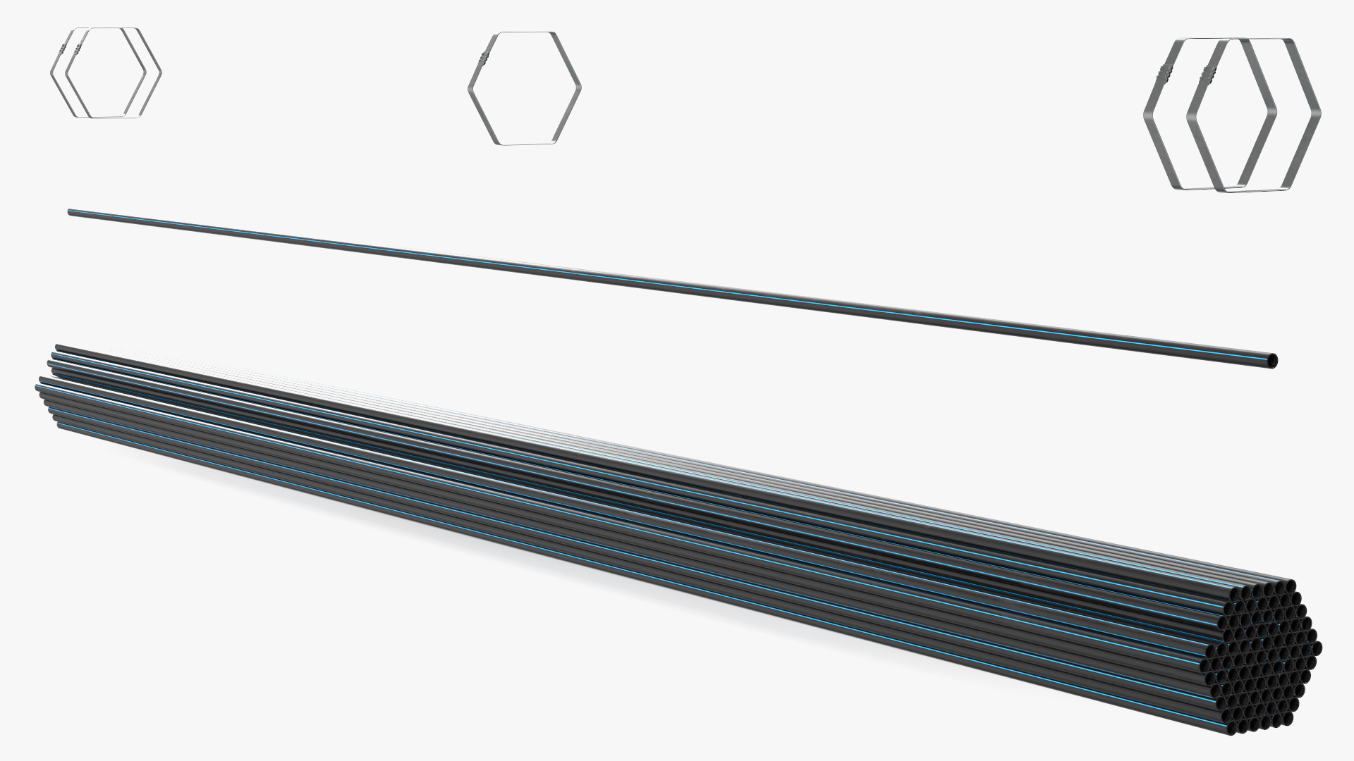 Thin Plastic Pipes Bundle 6 Meters 3D model