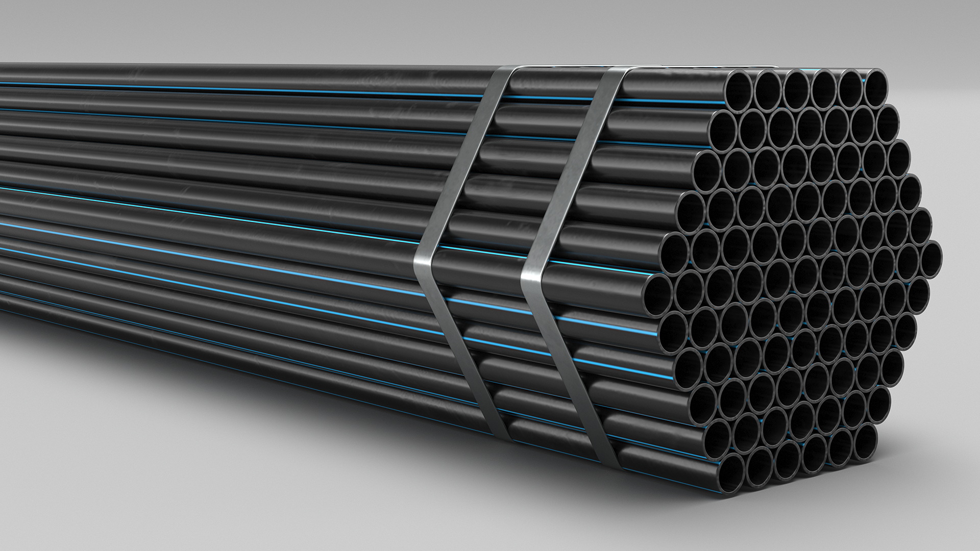 Thin Plastic Pipes Bundle 6 Meters 3D model