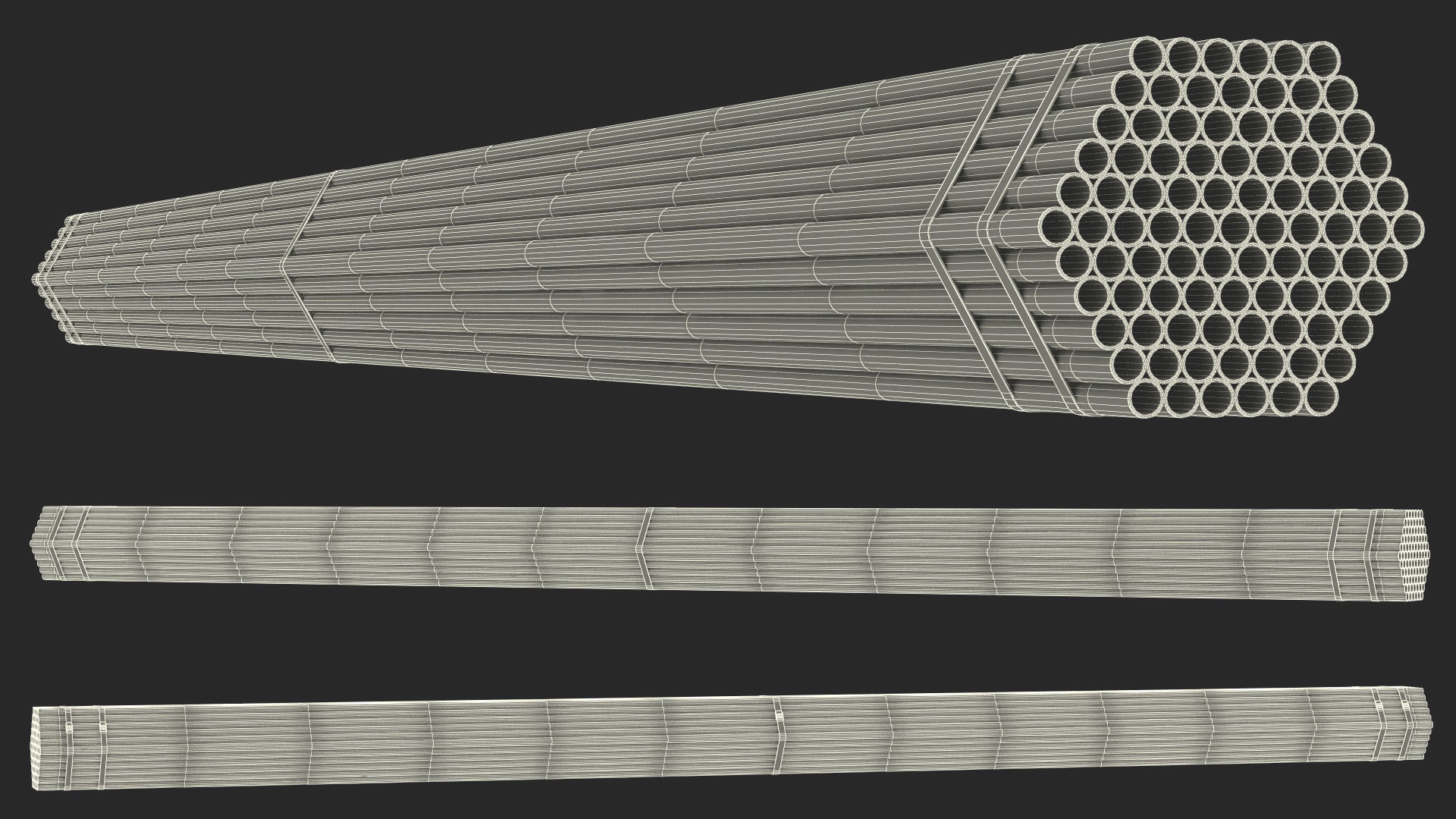 Thin Plastic Pipes Bundle 6 Meters 3D model