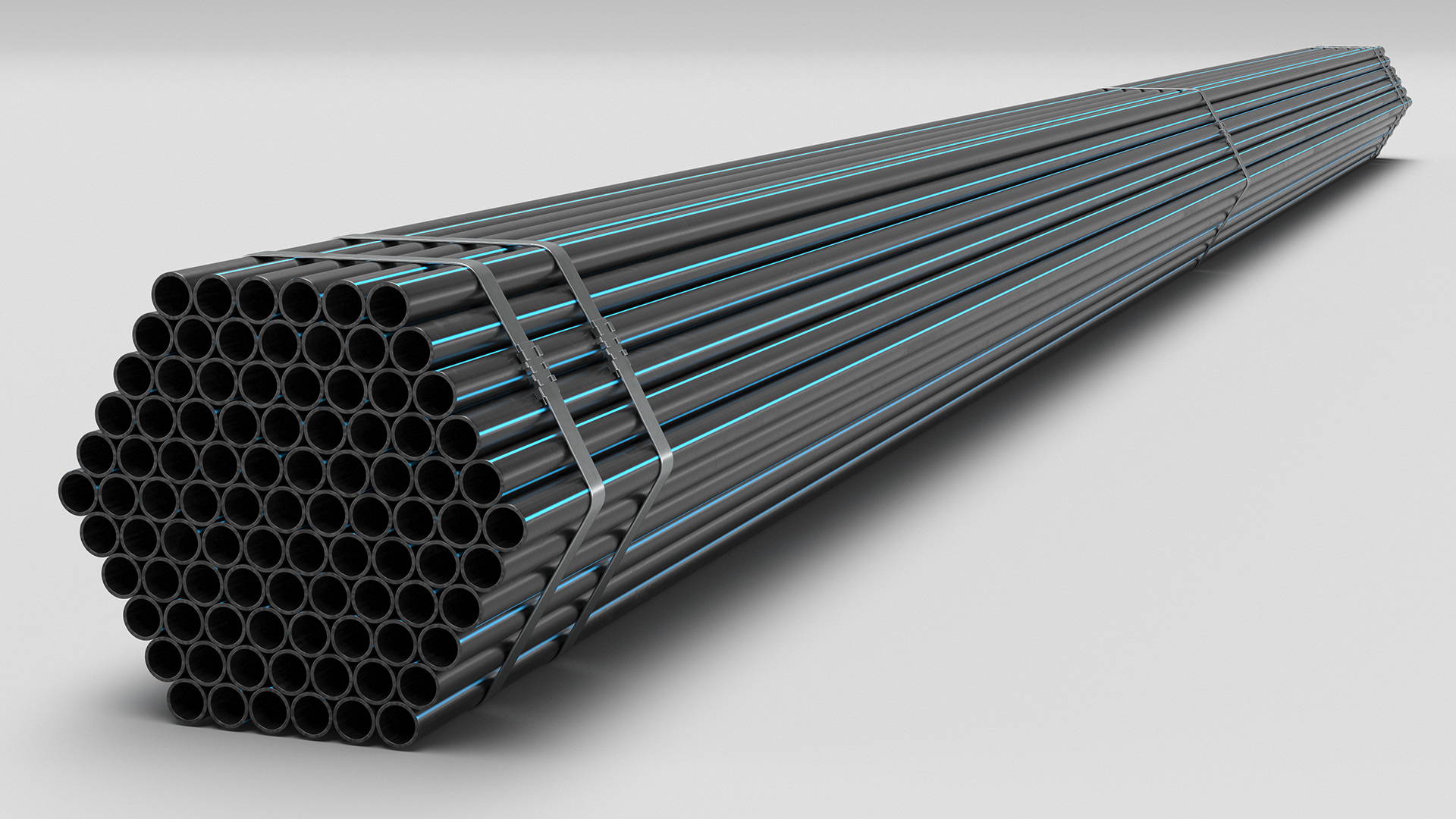 Thin Plastic Pipes Bundle 6 Meters 3D model