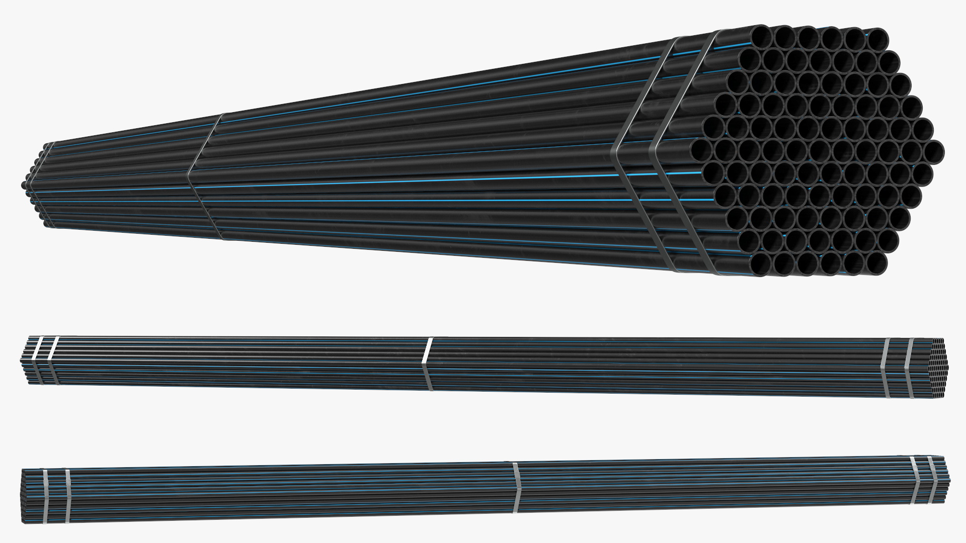 Thin Plastic Pipes Bundle 6 Meters 3D model