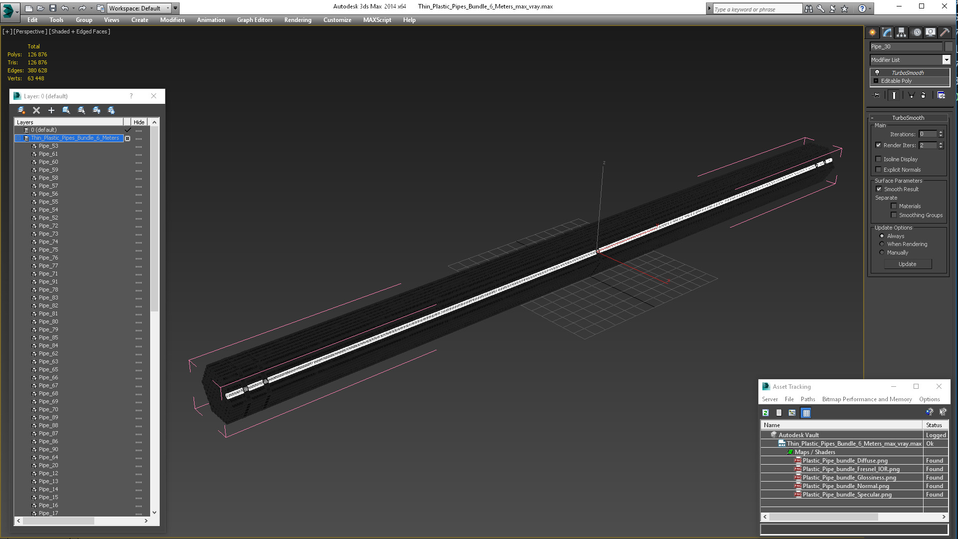 Thin Plastic Pipes Bundle 6 Meters 3D model
