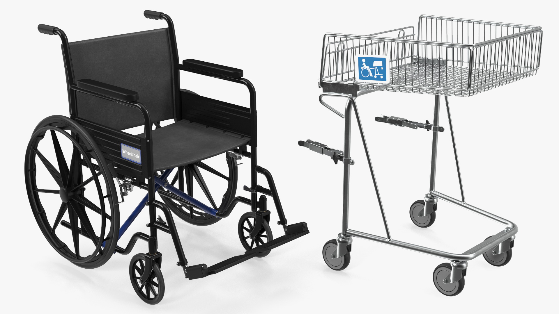 3D Wheelchair with Disabled Persons Shopping Cart