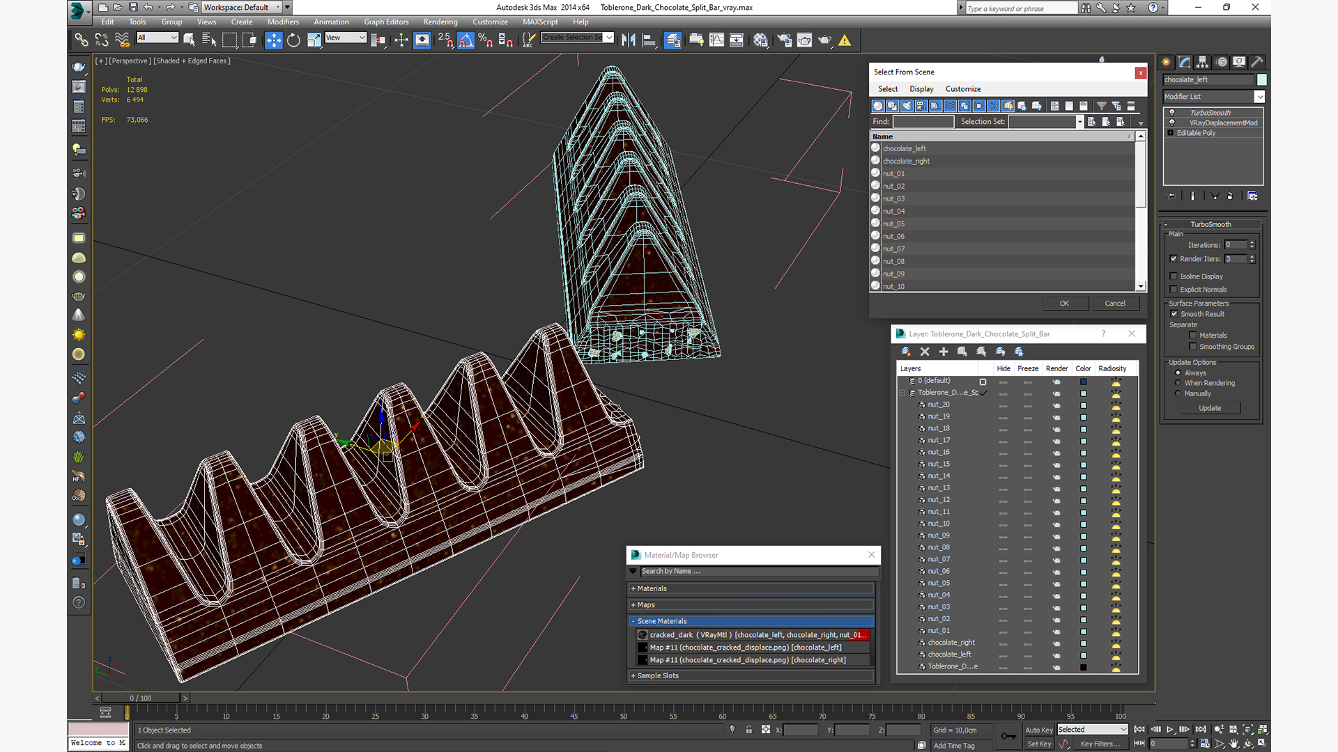 Toblerone Dark Chocolate Split Bar 3D model