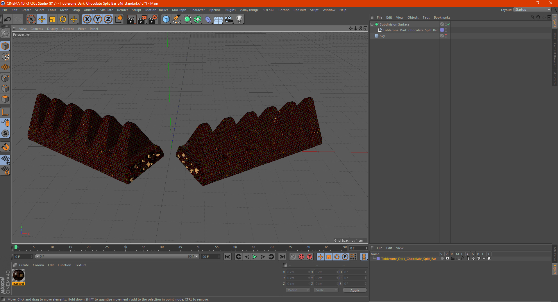 Toblerone Dark Chocolate Split Bar 3D model