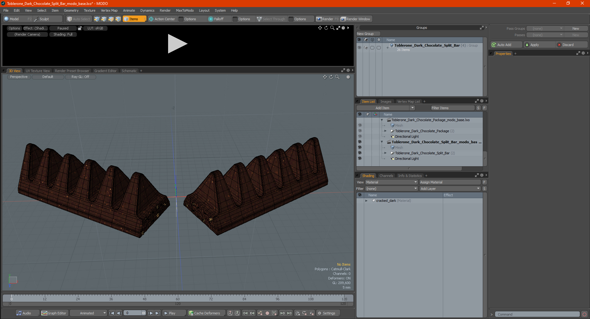 Toblerone Dark Chocolate Split Bar 3D model