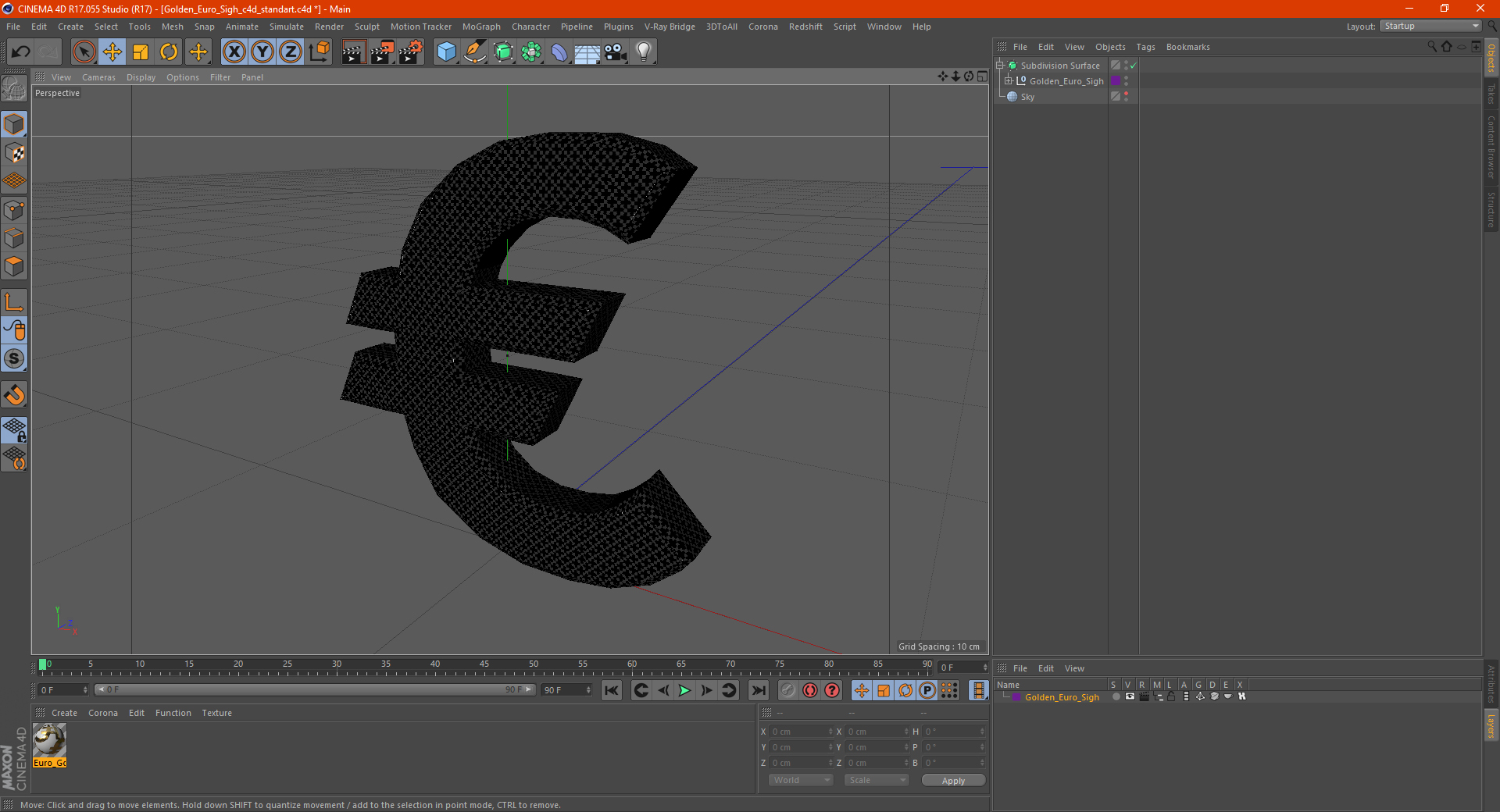 3D Golden Euro Sigh