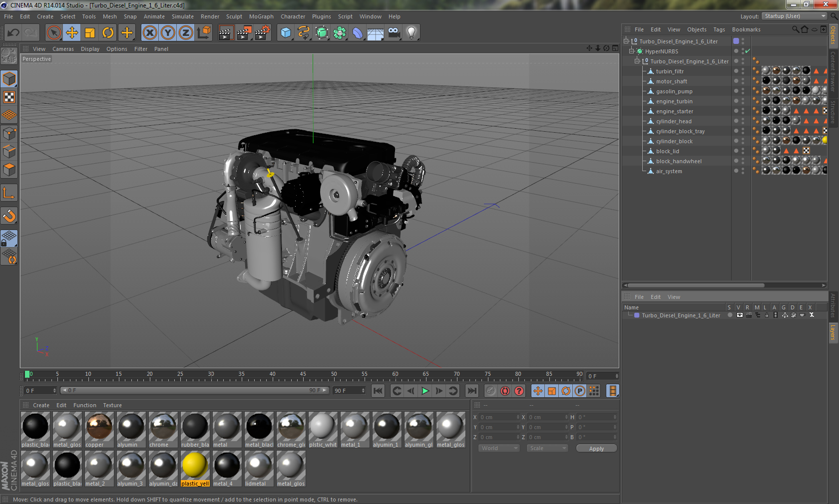 Turbo Diesel Engine 1 6 Liter 3D model