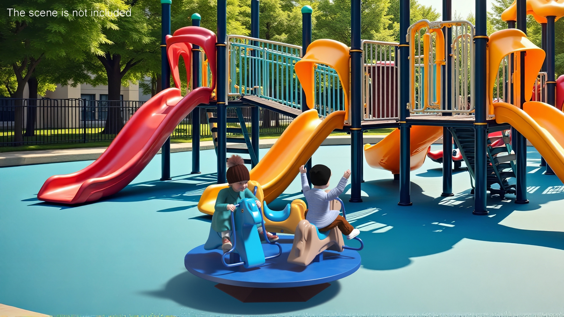 3D model Children Riding Carousel Fur Rigged